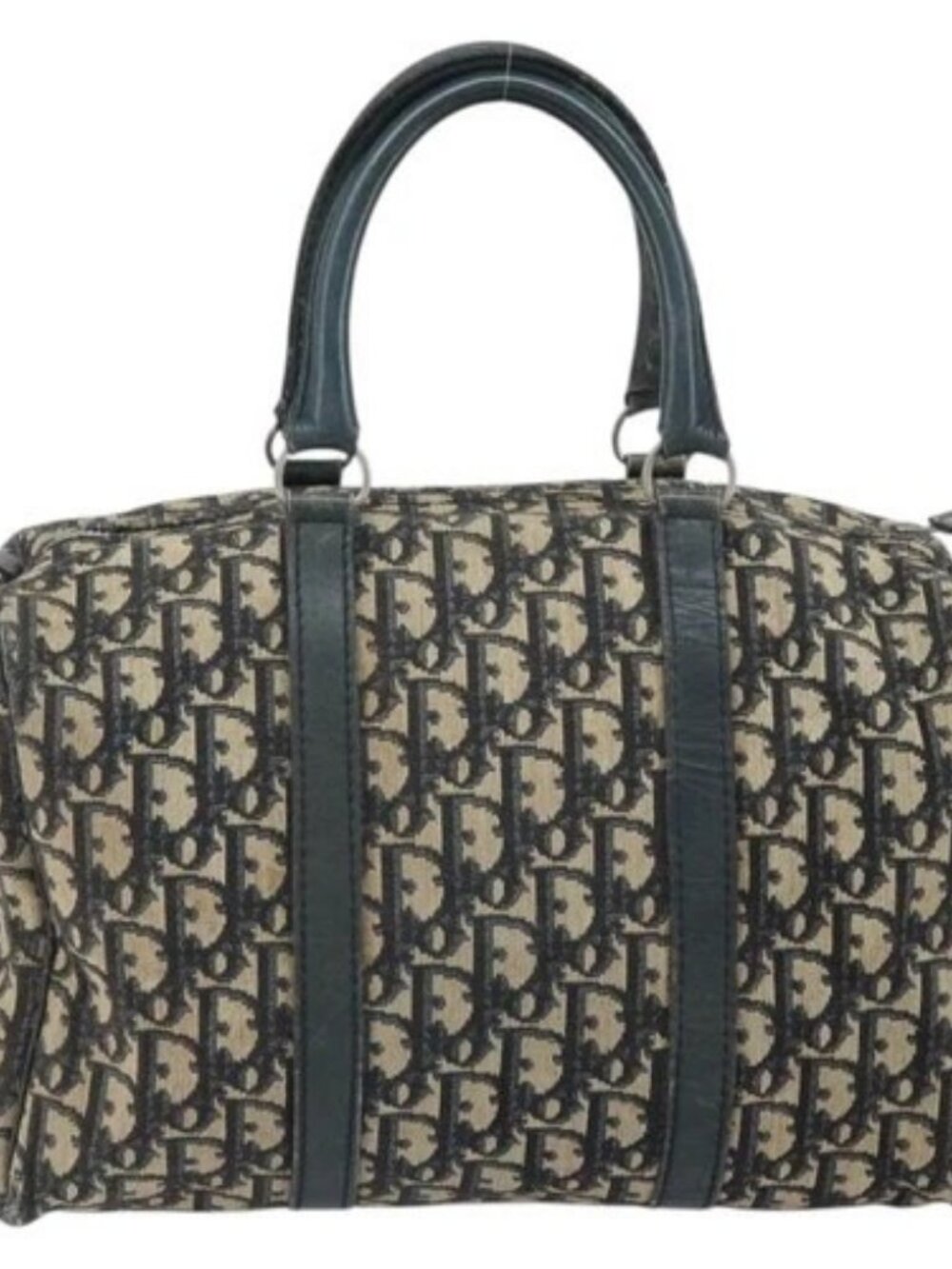 Christian Dior Trotter Canvas Boston Bag Navy Silver Auth 164140 - Picture 2 of 16